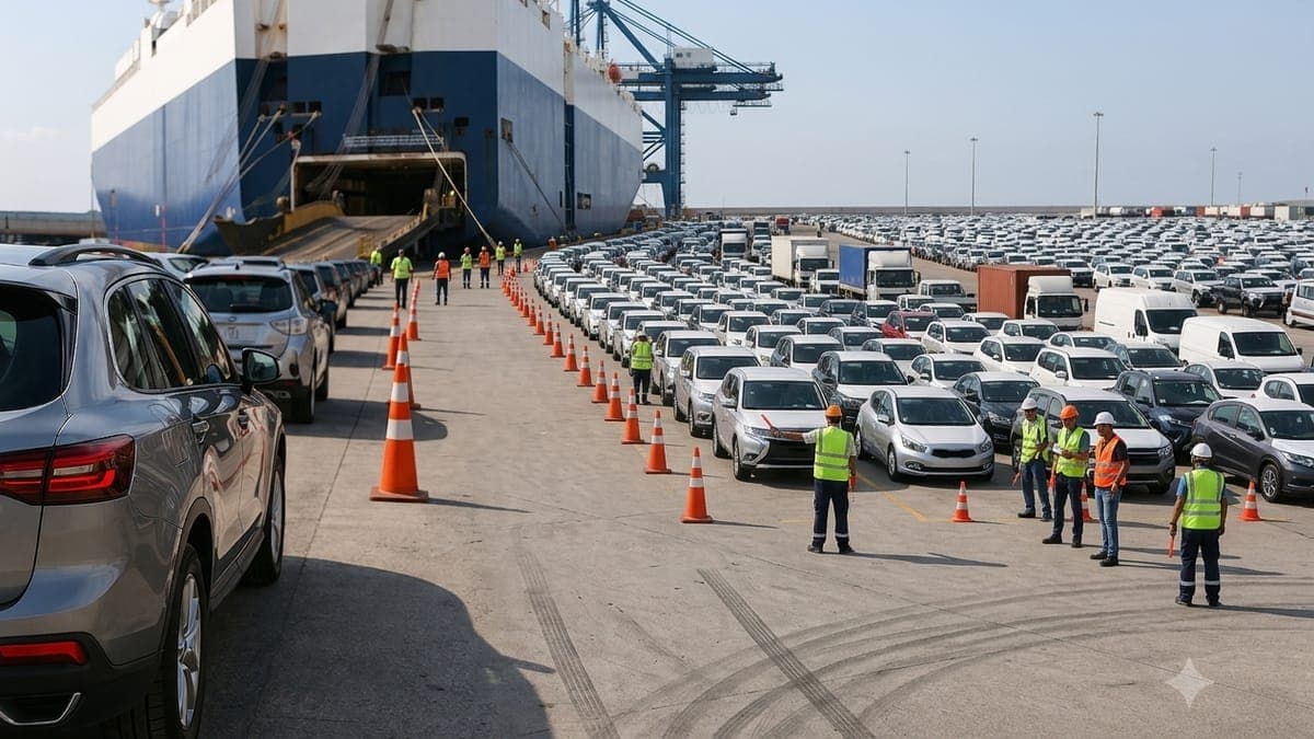 Véhicules importés débarqués d'un navire au Port d'Abidjan avant dédouanement